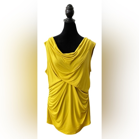 Alfani Tops - Alfani: Mustard Seed Yellow Draped Blouse